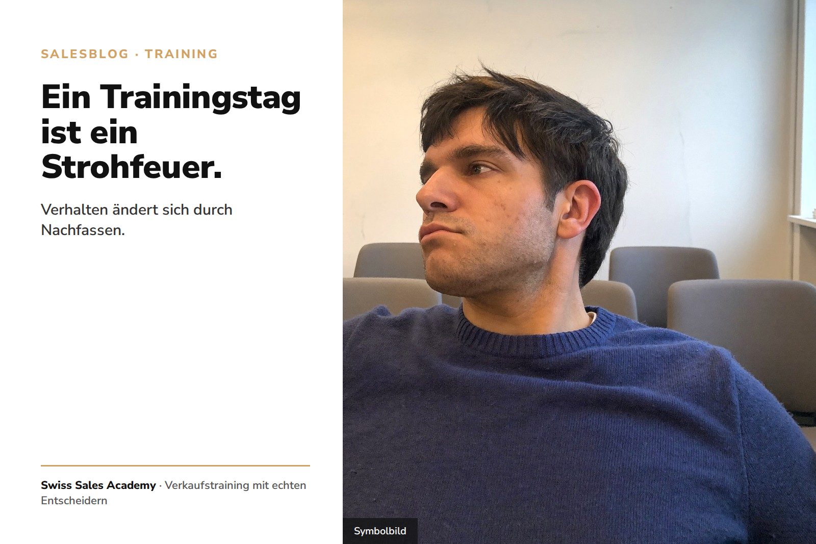 Symbolbild: Teilnehmer sitzt nach dem Trainingstag allein im leeren Seminarraum